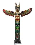 WorldBazzar Tall 3 Foot Tall Northwest Coast Style Wooden Eagle Totem Pole (A)