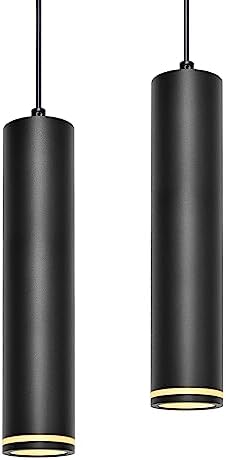 Suspension Luminaire Noir 30cm, Lustre LED Cylindre Simple Modern...