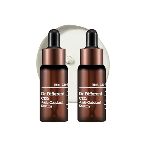 Dr.Different CEQ Anti-Oxidant Serum | Vitamin C Serum For Face with Vitamin E & CoQ10 | Tone-Evening & Anti-Aging for Dark Spots Fine lines & Wrinkles | Korean Skincare | 0.5 fl oz 15ml * 2ea