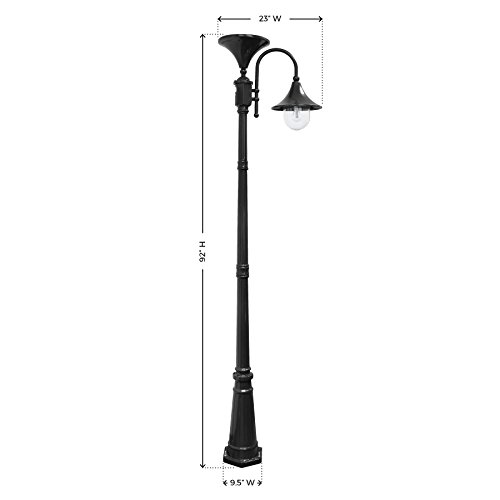 Gama Sonic GS-109S-B Everest Downlight Lamp Post Outdoor Solar Light Fixture and Pole, Black