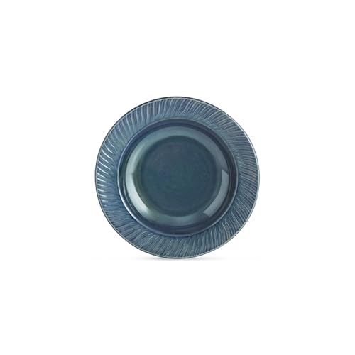 Image of ExclusiveLane 'Cosmic Hollow' Ceramic Pasta Bowl /Plate for Serving (410 ML, Microwave Safe, Hand-Embossed) | Snack Serving Plate for Kitchen Serving Plate for Snacks