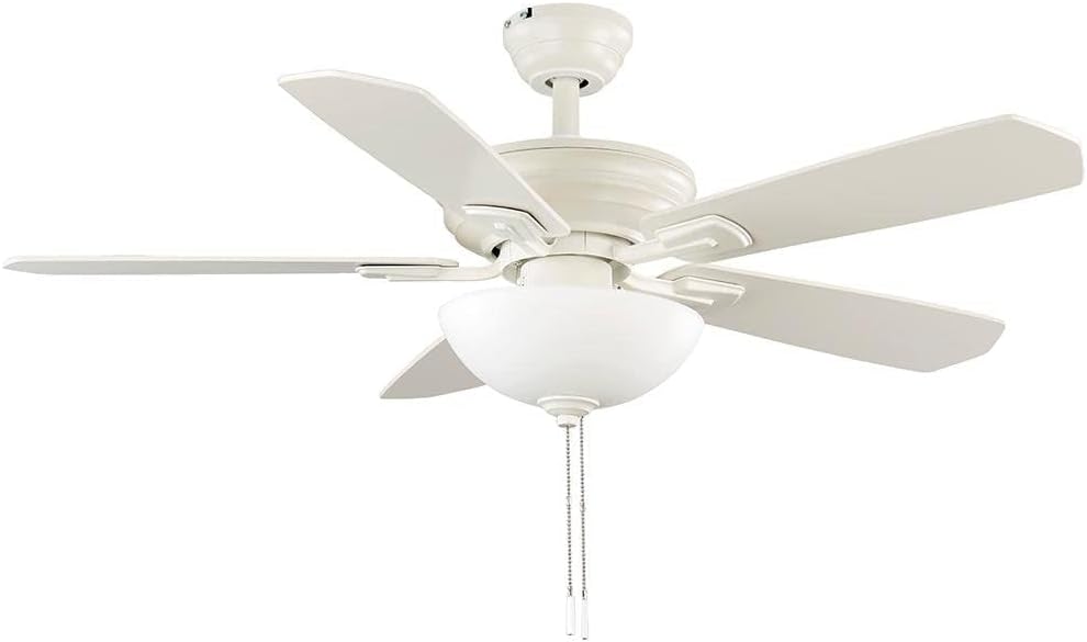 Wellston II 44 in. Indoor LED Matte White Dry Rated Downrod Ceiling Fan with Light Kit and 5 Reversible Blades
