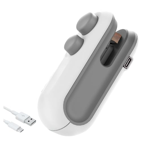 Image of Portable Mini Bag Sealer - Handheld Plastic Bag Sealing Machine with Built-in Cutter and Magnet, Rechargeable, Seal Food, Snacks, Chips, Travel and Kitchen Bags