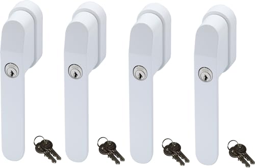 ABUS FG400W, abschließbarer Fenstergriff in weiß im Set 4 Stück, alle gleichschließend AL0125 mit acht Schlüsseln