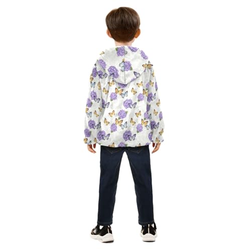 CHIFIGNO Butterflies Pastel Toddler Zip up Hoodie Fleece Outerwear Jackets for Fall Winter 3T4