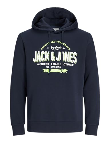 JACK & JONES Jjelogo Sudadera con Capucha 2 Col 25/26 Noos PLS, Talla Grande, Azul Marino, 3XL