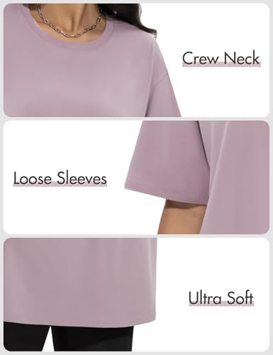 4 Pack Oversized Tshirts for Women, Loose Fit Crew Neck Summer Baggy Tops Workout Tees Plus Size T Shirts4