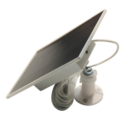 JNJOOD Panel Solar de 3W para Cámaras de Seguridad Exteriores, Batería Recargable Integrada, Carga Micro-USB y USB-C, Impermeable IP65
