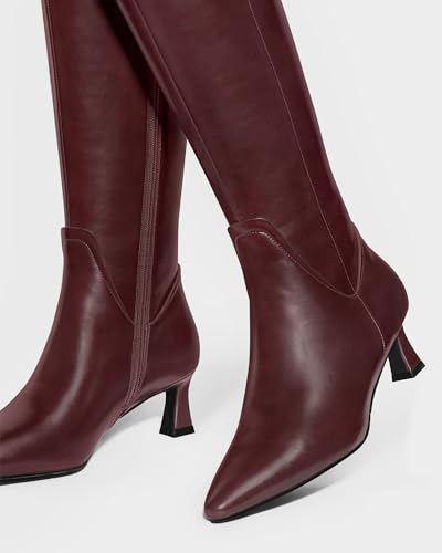 MUCCCUTE Knee High Boots for Women Kitten Heel Tall Boots Pointed Toe Slip On Sexy Fashion Fall Long Botas with Full Side Zipper2