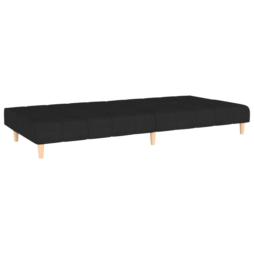 Sofa z funkcją spania 2-osobowa, czarna tkanina, sofa przekształcająca z drewnianą ramą, 200 x 84,5 x 69 cm, do salonu, pokoju gościnnego, nowoczesne wzornictwo