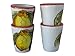 Hand Painted Italian Ceramic Shot Glasses Set of 4, 1.25 oz Lemon & Pomegranate Limoncello Cups, Red Rim Ceramic Shot Glass Set, Mediterranean Pottery Drinkware, Handmade Tasting & Tequila Cups
