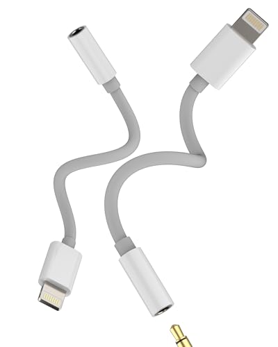 Adaptador Lightning a Jack Auriculares 3.5mm(2 Pack)para iPhone 14 13 Pro Certificado MFI para Apple Audio Cable Accesorios para iPad AUX Headphones Conector AUXiliar Coche para IPod Plug Adaptadores