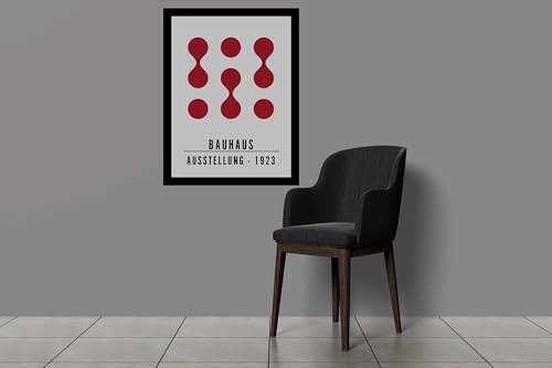 Image of BLINKART Vintage Bauhaus Retro Geometric Aesthetic Poster Gallery | Colorful Wrap Framed For Home Office Studio Living Room Modern Art Studio Decoration Abstract Shapes | (d85) | 13x10 Inch