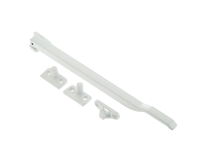 EuroArt Modern Casement Stay, 255mm, Corrosion-Resistant, Polished Finish, for uPVC, Wooden and Aluminium Windows, with Fixings (White)