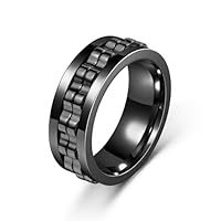 Irikdescia Fidget Ring, Stressabbau und Anti-Angst-Ringe, 8 mm, Polierte Schwere Zappelringe, Modeaccessoires, Geschenk für Männer und Frauen (Schwarz) – 59,5 mm