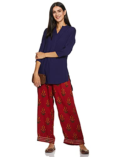 Image of BIBA Cotton Printed Straight Casual Palazzos