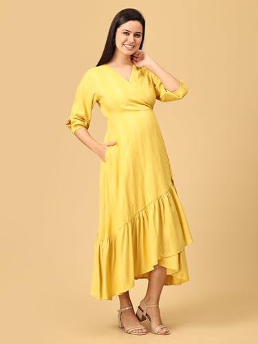 Image of The Mom Store Maternity and Nursing Wrap Dress for New Mom | Pre and Post Pregnancy Wear for Womens | Trendy Stylish Printed Friendly Dresses for Women | Comfortable