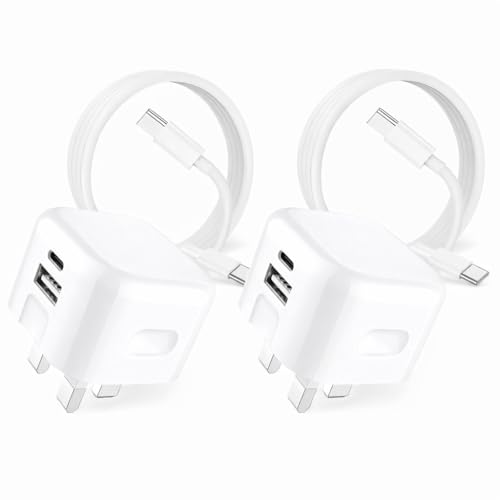 2 Pack For Huawei P60 P50 P40 P30 P20 Mate 60 Mate 50 40 30 Nova 12 Nova 11 Y90 Y70 Charger Plug and Cable 20W Dual Port USB C Fast Charger 60W Braided Type C Charging Cable UK Mains Adapter