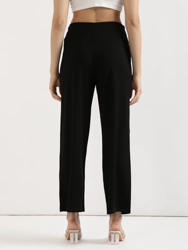Image of SAADAA Palazzo Pants for Women Half-Elasticated Waistband | Palazzo for Women in Airy Linen Fabric | Regular Fit Mid Rise Waist & Deep Pockets | Versatile Formal & Casual Wear |