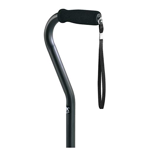Carex Health Brands Offset Designer Walking Cane, Height Adjustable Cane With Wrist Strap, Latex Free Soft Cushion Handle, Supports 250Lbs, Black #TOP2