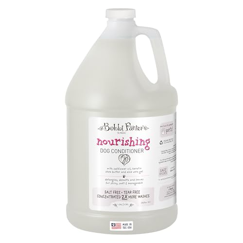 Bobbi Panter Nourishing Dog Conditioner Safflower Oil, Keratin, Shea Butter & Aloe Vera – Detangling Natural Formula for Soft, Smooth & Manageable Coat, 10:1 Concentrate, Made in USA, 1 Gallon