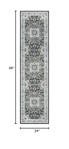 Madane Washable Runner Rug 2x8, Runners for Hallways Non-Slip Kitchen Runner Rugs Ultra-Thin Laundry Room Carpet Runner for Entrance Living Dinning Room Foyer, Grey Green/Black Olive