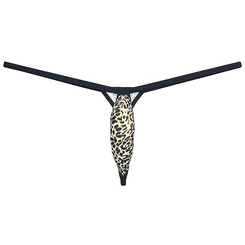 Men's Leopard Micro Thong Drop-shaped Underwear Diamond Back Tangas Minimum Coverage Design Sexy Jockstap Bottoms
