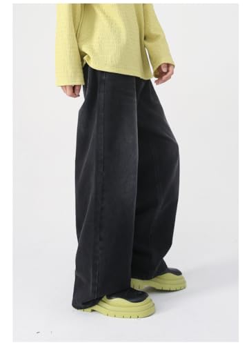 Image of HUNGSON Mens Baggy Jeans for Men Women Y2k Skater Vintage Plain Pants Casual Wide Leg Jeans Loose Fit Denim Jeans