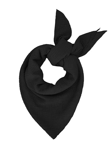 TMK Weiches und leichtes Unisex-Dreieckstuch aus 100% Baumwolle cod.9485 (Einzigartige Farbe, Schwarz)