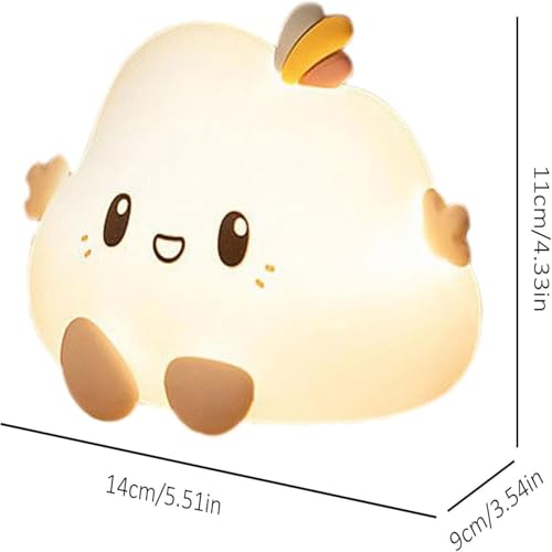 Image of Cute Silicon Cloud Night Light Rechargeable, Touch Control Light with USB Cable, Safe for Children Perfect Night Lamp for Kids, Girls, Boys | Travel, and Bedroom Decor, Soft & Safe LED