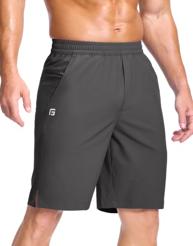 Image of GGJ Men's Lightweight Athletic Shorts with 2 Zipper Pockets 7 inch /9 inch /5 inch Gym Workout Running Quick Dry Tennis Shorts for Men