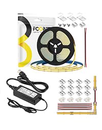 Tira LED COB 12V 2700K Blanco cálido 16.4ft impermeable miniatura 1