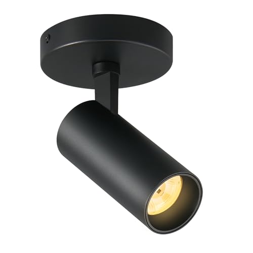Image of 12W LED Ceiling Spotlight Indoor 5CCT Selectable Dimmable Spot Light Indoor CRI90+ Black Spotlight Adjustable Flush Mount Lights Fixture 24 Accent Lighting 1 Pack