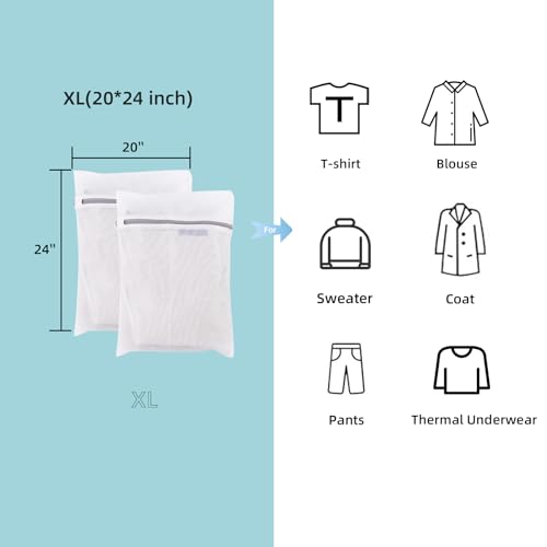 Gogooda Set of 2 Extra Large Mesh Laundry Bags Washing Bags for Blouse, Jacket,Pants, Sheets, 20×24inch