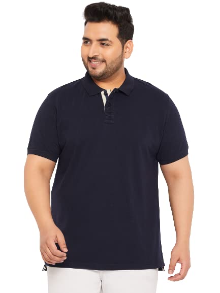Image of Club York Men Cotton Blend Half Sleeve Polo Neck Solid Plus Size T-Shirt