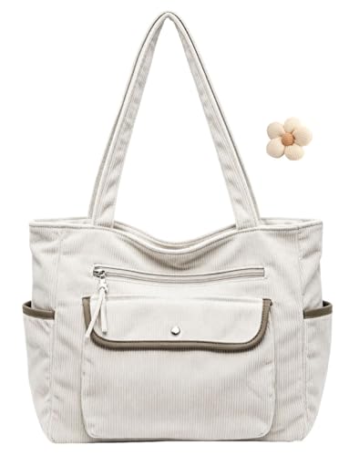 Bolso Tote de pana para mujer, grande y con múltiples bolsillos miniatura 1