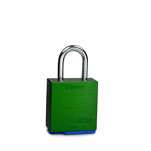 Image of PACLOCK's 1-Series Padlock, Standard Rekeyable (SR), 1 /4 inch Diameter Hard. Stainless Steel Shackle, 1-3 /16 inch Tall, One Lock Keyed to a Number U-Pick! w / 2 Keys, Green