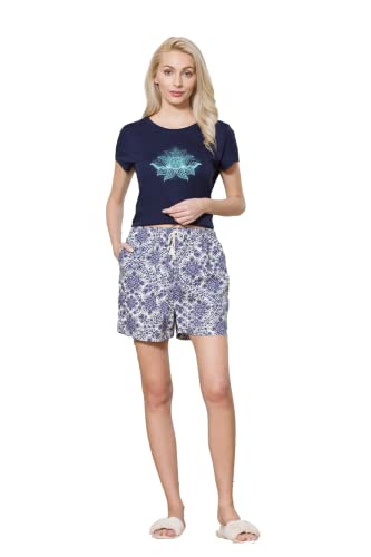 Image of Van Heusen Women's Cotton Lounge Shorts | Lightweight | Breathable Cotton | Relaxed fit | Printed | Comfortable Everyday Wear | Style 55501|Available in Pack of 1 & 2