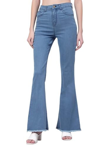 Image of KOTTY Flare Bottom Jeans for Women - Stylish Slim Fit with Bell Shape Leg