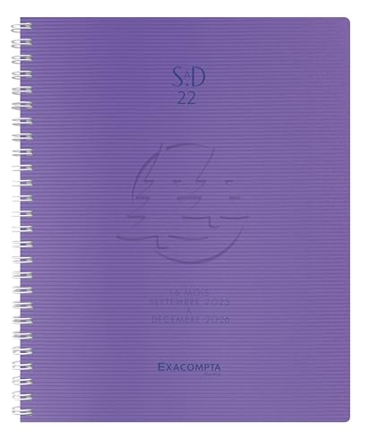 Exacompta - 1 Agenda Semainier Bureau SAD 22W Spirales Linicolor - Format 18,5 x 22,5 cm - Septembre 2026 à Décembre 2027 - Couverture Aléatoire