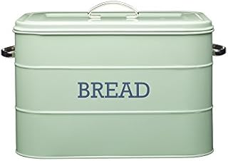 KitchenCraft Living Nostalgia LNBBINGRN Large Metal Bread Bin, 34 x 21.5 x 25 cm (13.5" x 8.5" x 10") - English Sage