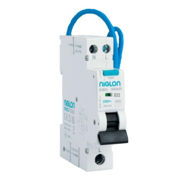 Niglon 6/10/16/20/32/40amp 230V Bi-Directional Type A 30mA RCBO SSAX2 1P+N (32Amp)