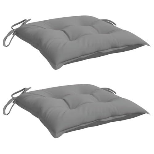 vidaXL Lot de 2 Coussins de Chaise, Galette de Siège avec Jeux de Cordes, Coussin d'Extérieur Imperméable, Gris 50x50x7 cm Tissu Oxford