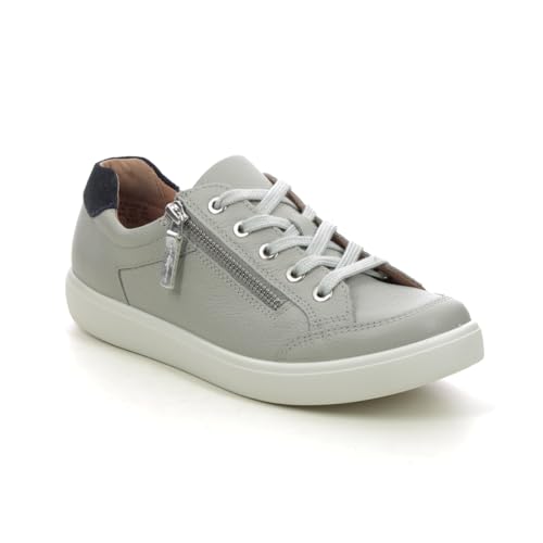 Hotter Chase 2 Wide Light Grey Leather Womens Trainers 16116-03