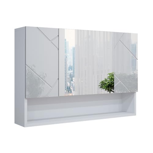 Vicco Specchio contenitore bagno Irma, Bianco lucido, 80 x 55 cm