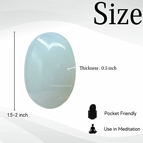Image of Amazing Gemstone Opalite Crystals and Healing Stones - Large Palm Stone Crystals Piedra - Crystal for Good Luck, Balanced Positive Energy, Meditation - Unique Stocking Stuffers Gifts for Women, Men