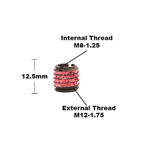 e-z lok threaded insert for metal 12l14 carbon steel thread inserts m8-125 internal threads m12x175 external threads 1250 mm length pack of 5