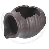 SHINEOFI Jarra de Fuente de Cerámica Pequeña Color Marrón Apertura Superior Fuente de Agua Circular para Decoración Interior y Exterior Jarrón de Cascada para Balcón Patio y Oficina