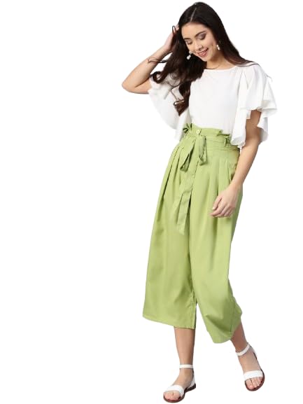 n.h.k.a. Women White & Green Solid Top with Trousers-picture-40
