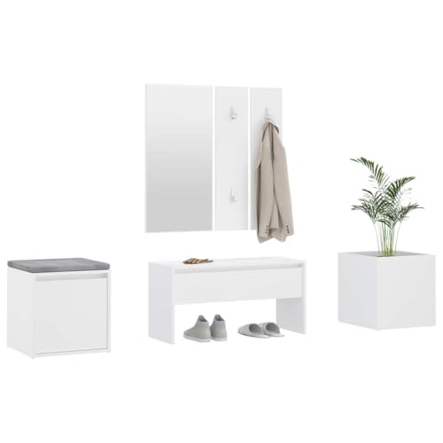 Meuble de couloir blanc avec siège pour optimiser votre espace - 4